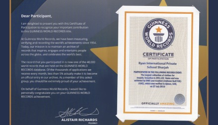 Guiness world record - Ryan International School, Sharjah